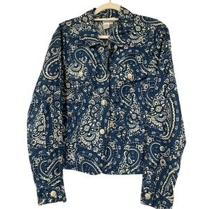 Coldwater Creek Navy Paisley Jean Jacket